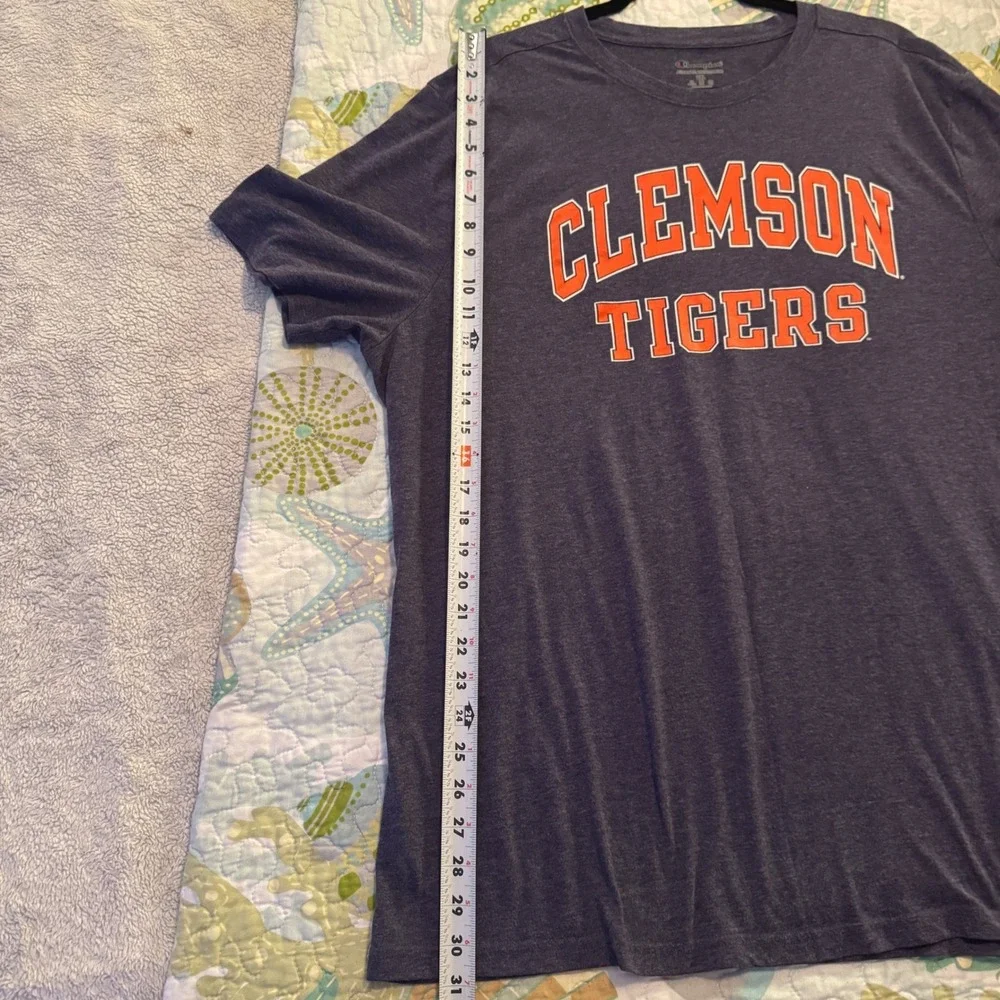 Champion Clemson Tigers T-Shirt Mens 2XL Navy Purple Heathered Short Sleeve Tee - Picture 7 of 8